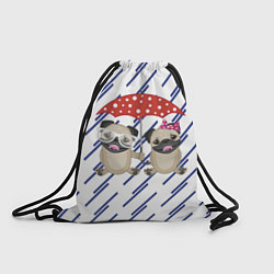 Рюкзак-мешок Мопсики под зонтом, цвет: 3D-принт