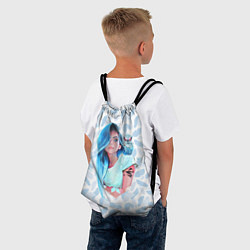 Рюкзак-мешок Девушка с совой, цвет: 3D-принт — фото 2
