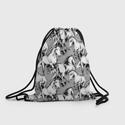 Рюкзак-мешок Белые лошади - паттерн, цвет: 3D-принт