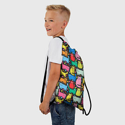 Рюкзак-мешок Разноцветные котики, цвет: 3D-принт — фото 2