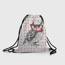 Рюкзак-мешок Мудрая сова в очках, цвет: 3D-принт