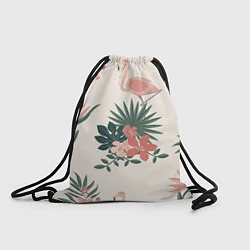 Рюкзак-мешок Розовый фламинго и цветы, цвет: 3D-принт