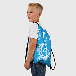 Рюкзак-мешок Котик Меломан голубой, цвет: 3D-принт — фото 2