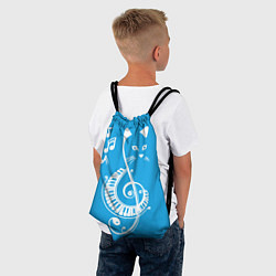 Рюкзак-мешок Котик Меломан голубой, цвет: 3D-принт — фото 2