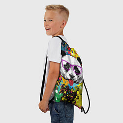 Рюкзак-мешок Панда хипстер в брызгах краски, цвет: 3D-принт — фото 2
