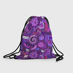 Рюкзак-мешок Фиолетовый этнический дудлинг, цвет: 3D-принт