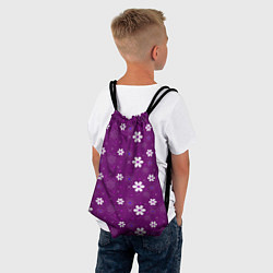 Рюкзак-мешок Узор цветы на фиолетовом фоне, цвет: 3D-принт — фото 2