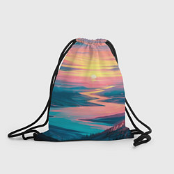 Рюкзак-мешок Извилистая река закат природа, цвет: 3D-принт