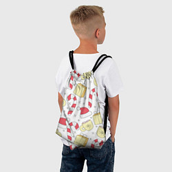 Рюкзак-мешок Новогодний узор на белом фоне, цвет: 3D-принт — фото 2