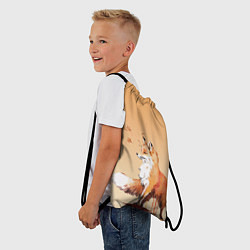 Рюкзак-мешок Акварельная лиса задумчивости, цвет: 3D-принт — фото 2