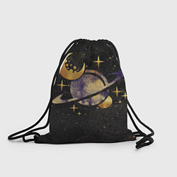 Мешок для обуви Сатурн, луна, спутник и звезды
