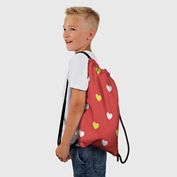 Рюкзак-мешок Сердечки на красном паттерн, цвет: 3D-принт — фото 2