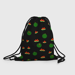 Рюкзак-мешок Арбуз на черном фоне, цвет: 3D-принт