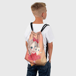 Рюкзак-мешок Девочка и кот, цвет: 3D-принт — фото 2