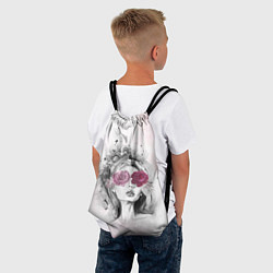 Рюкзак-мешок Девушка цветы акварель, цвет: 3D-принт — фото 2