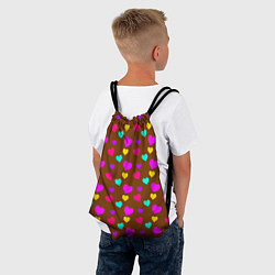 Рюкзак-мешок Сердечки разноцветные, цвет: 3D-принт — фото 2