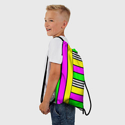 Рюкзак-мешок Полосатый неоновый модный узор, цвет: 3D-принт — фото 2