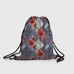 Рюкзак-мешок Оранжево-серый пэчворк, цвет: 3D-принт