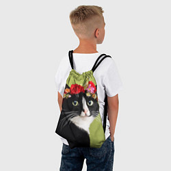Рюкзак-мешок Кот и цветы, цвет: 3D-принт — фото 2