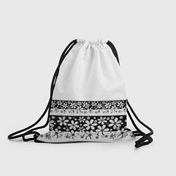Рюкзак-мешок Черно-белый цветочный принт, цвет: 3D-принт