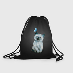 Рюкзак-мешок Тайский котенок с бабочкой, цвет: 3D-принт