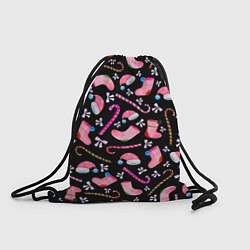 Рюкзак-мешок Новогодняя ночь, акварельный узор, цвет: 3D-принт