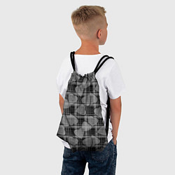 Рюкзак-мешок Черно-серый клетчатый узор, цвет: 3D-принт — фото 2