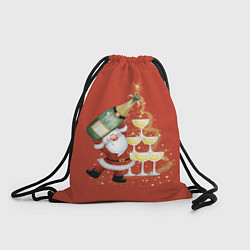 Рюкзак-мешок Дед Мороз и шампанское, цвет: 3D-принт