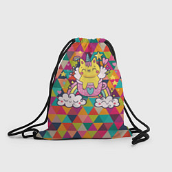 Рюкзак-мешок Единорог на радуге в геометрии, цвет: 3D-принт