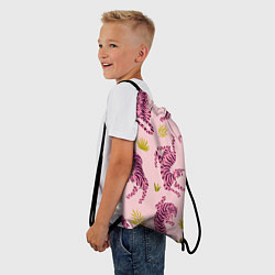 Рюкзак-мешок Розовые тигры паттерн, цвет: 3D-принт — фото 2