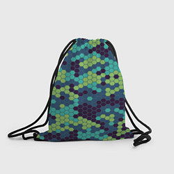 Рюкзак-мешок Зеленые соты в мозаике, цвет: 3D-принт