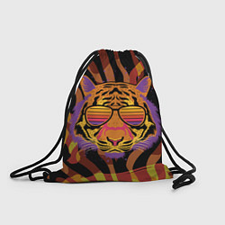 Рюкзак-мешок Крутой тигр в очках ретро, цвет: 3D-принт