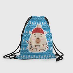 Рюкзак-мешок Медведь в гирляндах Новый год, цвет: 3D-принт