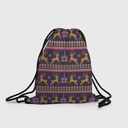 Рюкзак-мешок Новогодний свитер c оленями 2, цвет: 3D-принт