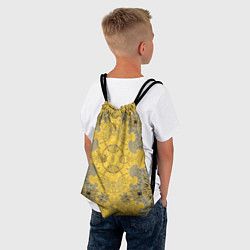 Рюкзак-мешок Коллекция Фрактальная мозаика Желтый на черном 573, цвет: 3D-принт — фото 2