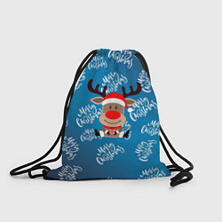 Рюкзак-мешок Merry Christmas Олень с подарком, цвет: 3D-принт