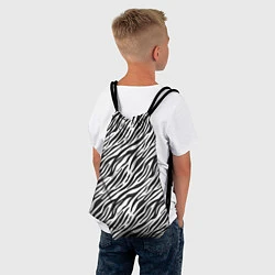 Рюкзак-мешок Чёрно-Белые полоски Зебры, цвет: 3D-принт — фото 2