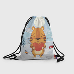 Рюкзак-мешок Тигренок с большим сердцем, цвет: 3D-принт