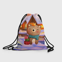 Рюкзак-мешок Медвежонок Новогоднее настроение, цвет: 3D-принт