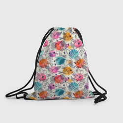 Рюкзак-мешок LOVE красочные кляксы, цвет: 3D-принт