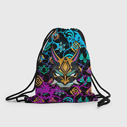 Рюкзак-мешок Маска Сяо Лин Genshin трещины, цвет: 3D-принт