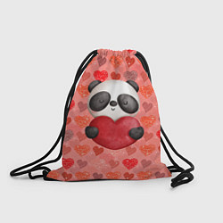 Рюкзак-мешок Панда с сердечком день влюбленных, цвет: 3D-принт