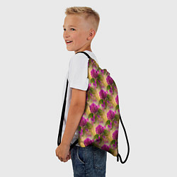 Рюкзак-мешок Фиолетовые цветочки 3d, цвет: 3D-принт — фото 2