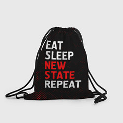 Рюкзак-мешок Eat Sleep New State Repeat - Потертости, цвет: 3D-принт
