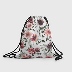 Рюкзак-мешок Цветы Тёмно-Красные, цвет: 3D-принт