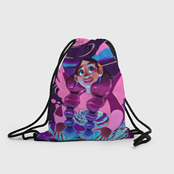 Рюкзак-мешок Розовый ангел с косами, цвет: 3D-принт