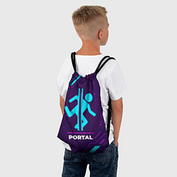 Рюкзак-мешок Символ Portal в неоновых цветах на темном фоне, цвет: 3D-принт — фото 2