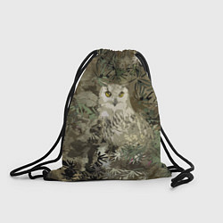 Рюкзак-мешок Сова на абстрактном коричневом фоне, цвет: 3D-принт
