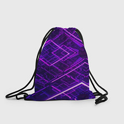 Рюкзак-мешок Неоновые ромбы в абстракции - Фиолетовый, цвет: 3D-принт