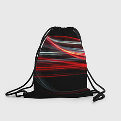 Рюкзак-мешок Волнообразные линии неона - Красный, цвет: 3D-принт